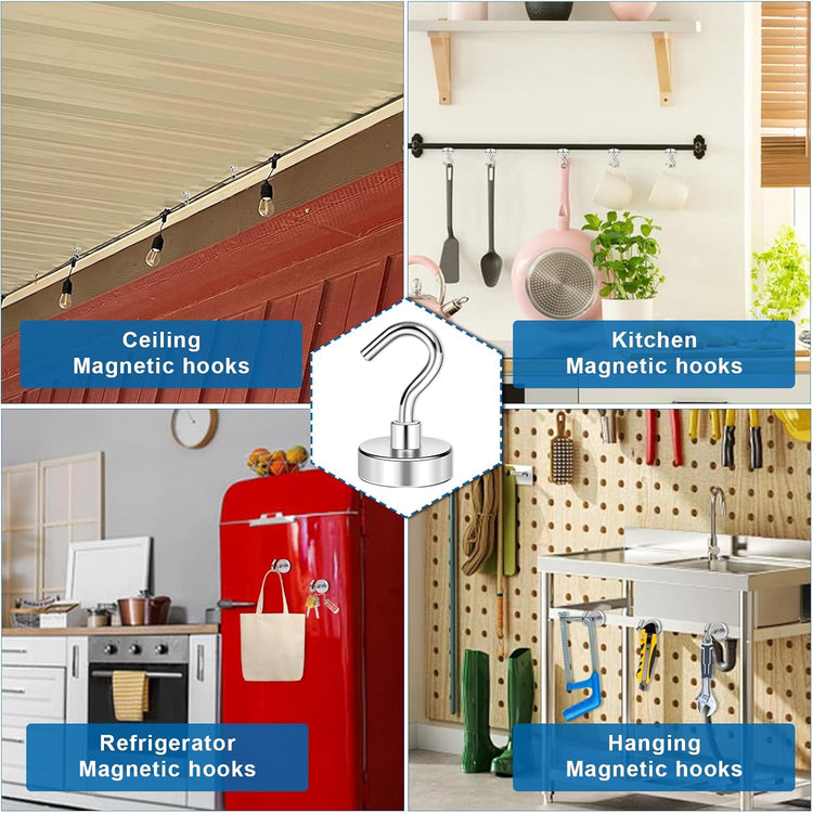 LOVIMAG Neodymium Strong Magnetic Hooks,30Lbs Rare Earth Magnets Heavy Duty with Hook for Refrigerator,Ceiling Magnets for Hanging,Cruise,Curtain and Kitchen etc - Pack of 500