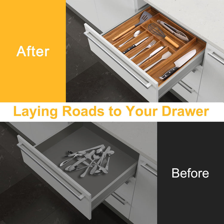 Large Premium Acacia Silverware Organizer