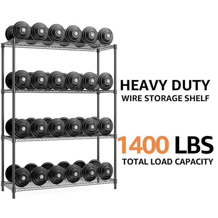 1400 lbs 4 Tier Storage Rack Metal Wire Shelving Unit (4 Count)
