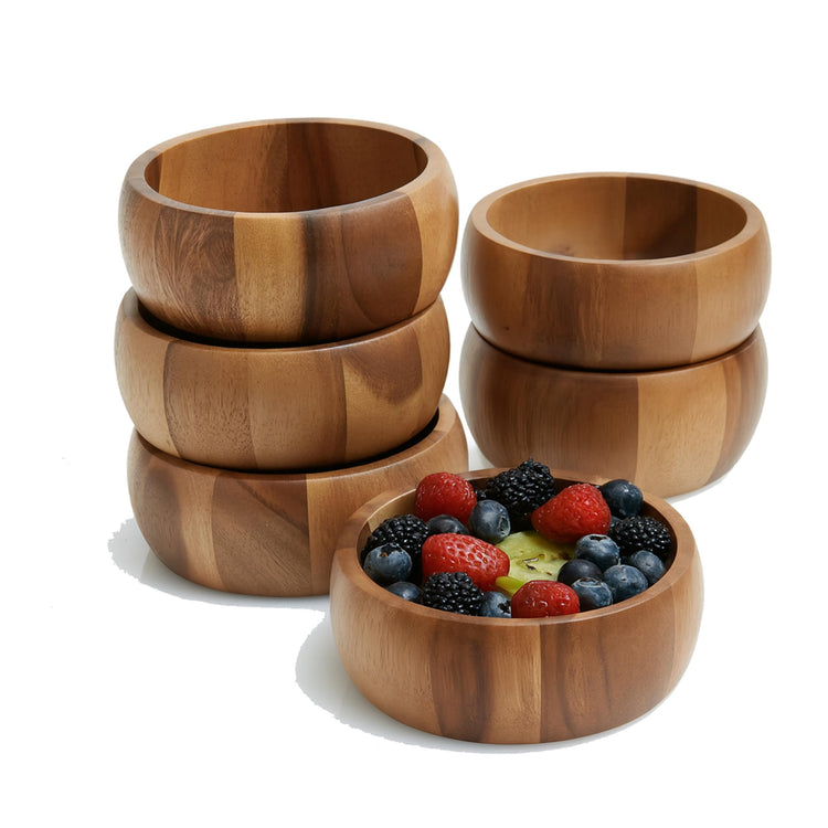 Woodard & Charles Set of 6 Acacia Wood Large Ind. Salad Bowls (6 Count)
