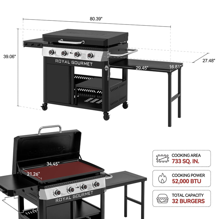 GB4008T 4 Burner Propane Gas Griddle