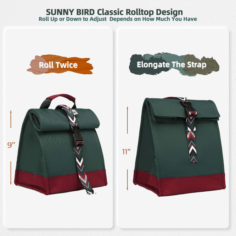 Insulated Lunch Bag Rolltop Lunch Box