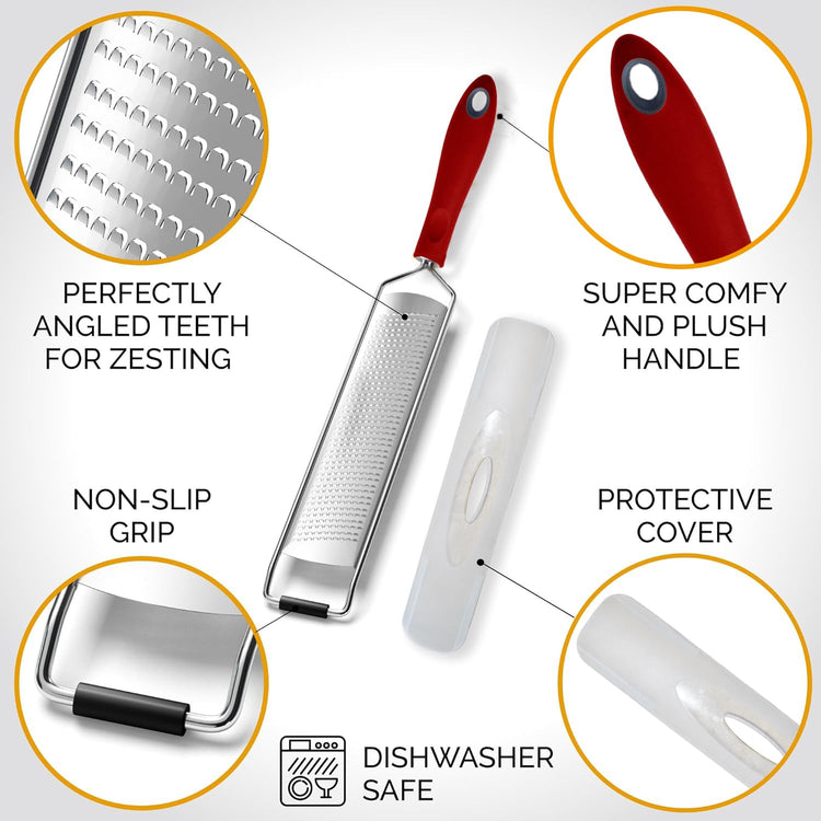 DESIGNED BY CHEFS ~ Premium Lemon Zester Grater With Perfectly Angled Teeth ~ Ideal for Citrus