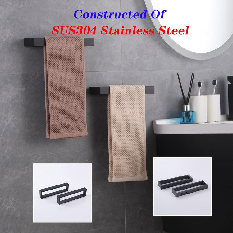 GERZWY Modern Black Towel Holder Stainless Steel Towel Ring for Bathroom Lavatory Wall Mount Contemporary Style 2 Pack HG1716-2BK