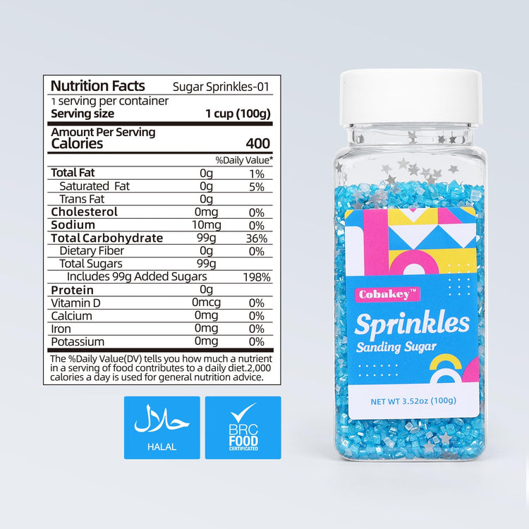 Sanding Sugar Edible Silver Glitter Stars Mix (3.5 Ounce)