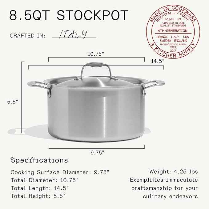 Made In Cookware | 7-Piece Ceramic Non Stick Pot and Pan Set (Stainless Handle) | 5-Ply Stainless Clad | Professional Cookware | Crafted in Italy | Induction Compatible