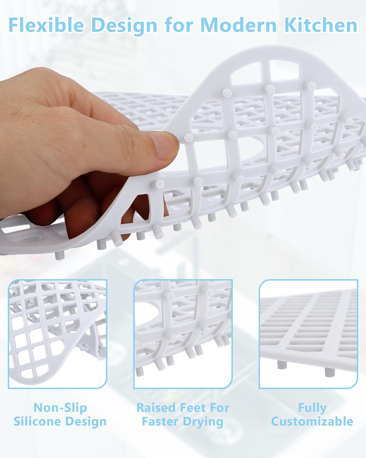 2 Pack Silicone Sink Mat Protector for Kitchen Sink
