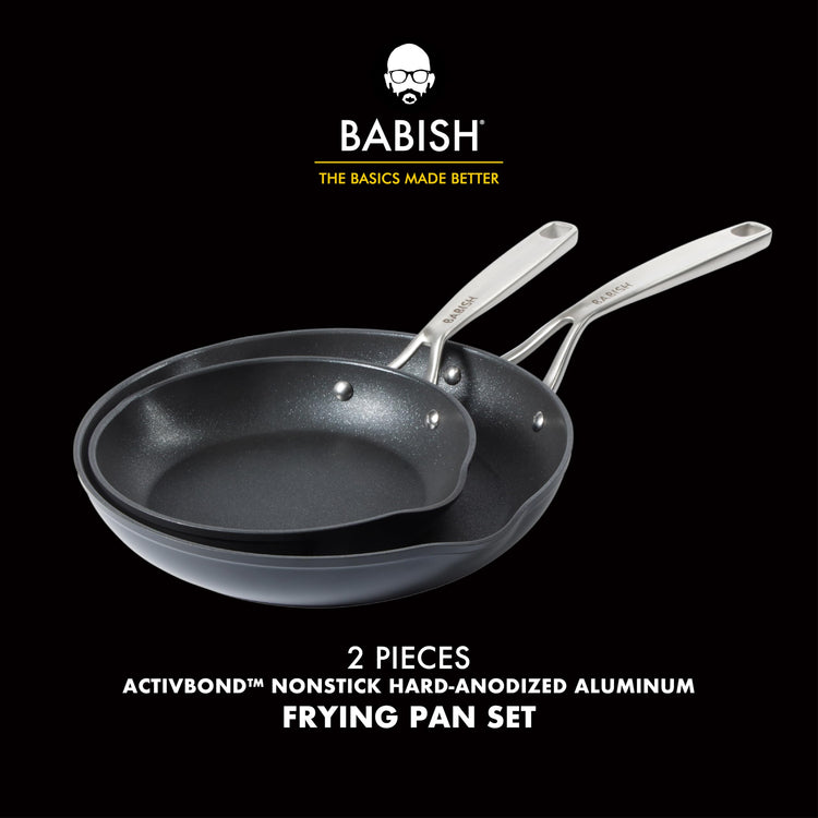 2 Piece 8 and 10 Inch Fry Pan Hard Anodized Laser Titanium Forever Non Stick Technology Durable Frying Pans Set (2 Count)