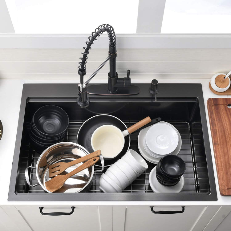 33 Inch Black Drop In Kitchen Sink