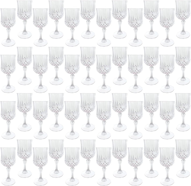 Plastic Wine Glasses,Plastic Goblets Vintage Style Cordial Drinking Glasses for Wedding Reception, Grand Event Party Supplies (48, transparent)