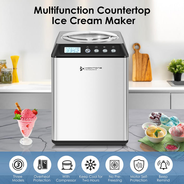 2.64QT Ice Cream Maker with Compressor