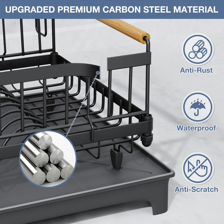 Dish Rack for Kitchen Counter with Drainboard