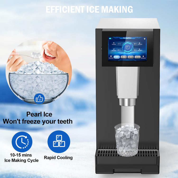 100 lbs Countertop Nugget Ice Maker Commercial with Water Dispenser