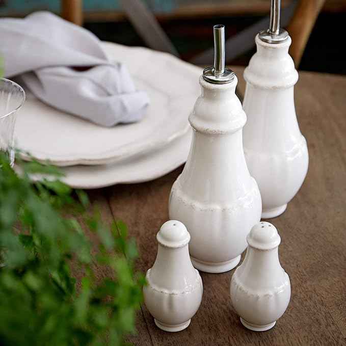 Casafina Ceramic Stoneware 11 oz. Cruet - Impressions Collection, White | Microwave & Dishwasher Safe Dinnerware | Food Safe Glazing | Restaurant Quality Serveware