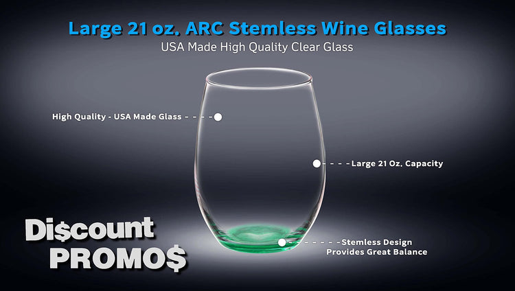 10 ARC Stemless Wine Glasses Set (10 Count)