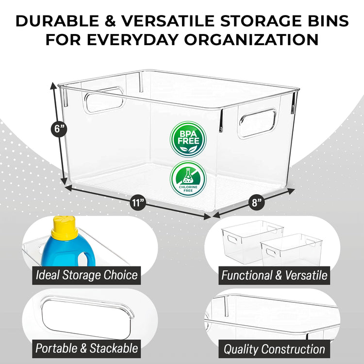 Clear Plastic Storage Bins (4 Count)