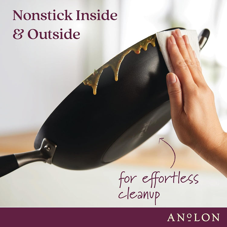 Anolon Advanced Home Hard Anodized Nonstick Deep Frying Pan/Skillet with Lid, 12 Inch, Onyx