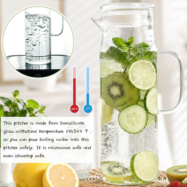 Glass Pitcher with Lid Glass Water Carafe with Handle
