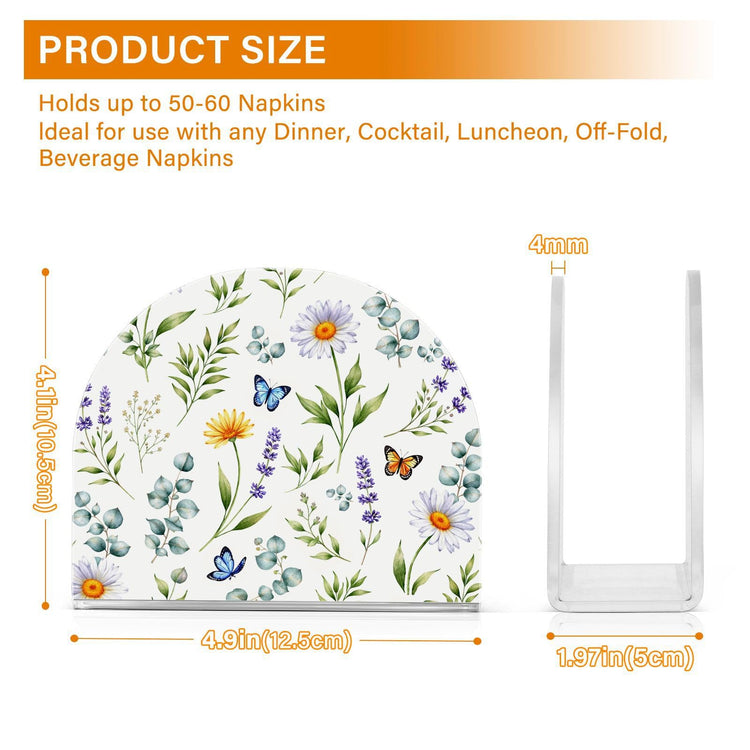 Wildflowers Butterflies Botanical Napkin Holder for Table Paper Napkins Holder Acrylic Tissue Dispenser Kitchen Dining Room Bathroom Party Car Decor