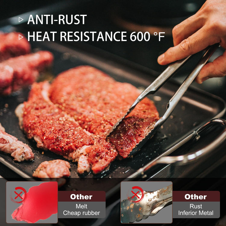 2 PCS 12 Inch Tongs for Cooking Heavy Duty All Metal Kitchen Tongs (2 Count)