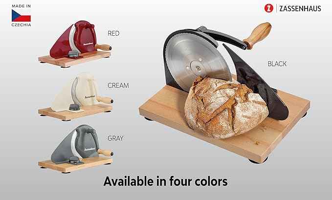 Zassenhaus Original Classic Adjustable Bread Slicer for Uniform Slices - Bread Slicer for Homemade Bread - 18/8 Stainless Steel Blade Sourdough Cutter - Gray, 11.75" x 8"