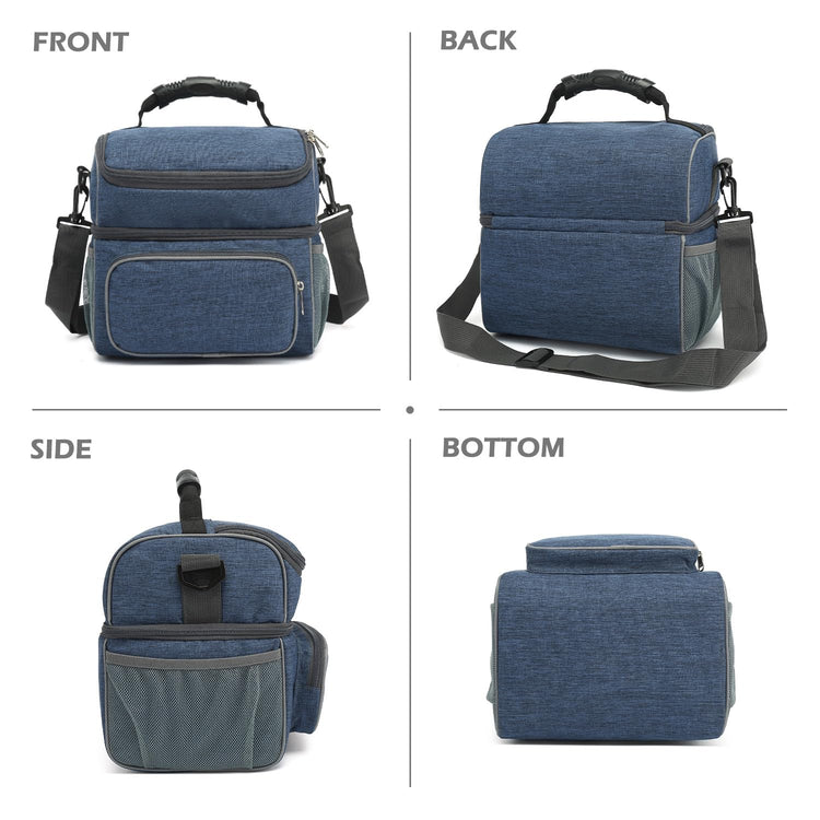 Double Layer Cooler Insulated Lunch Bag Adult Lunch Box Large Tote Bag for Men
