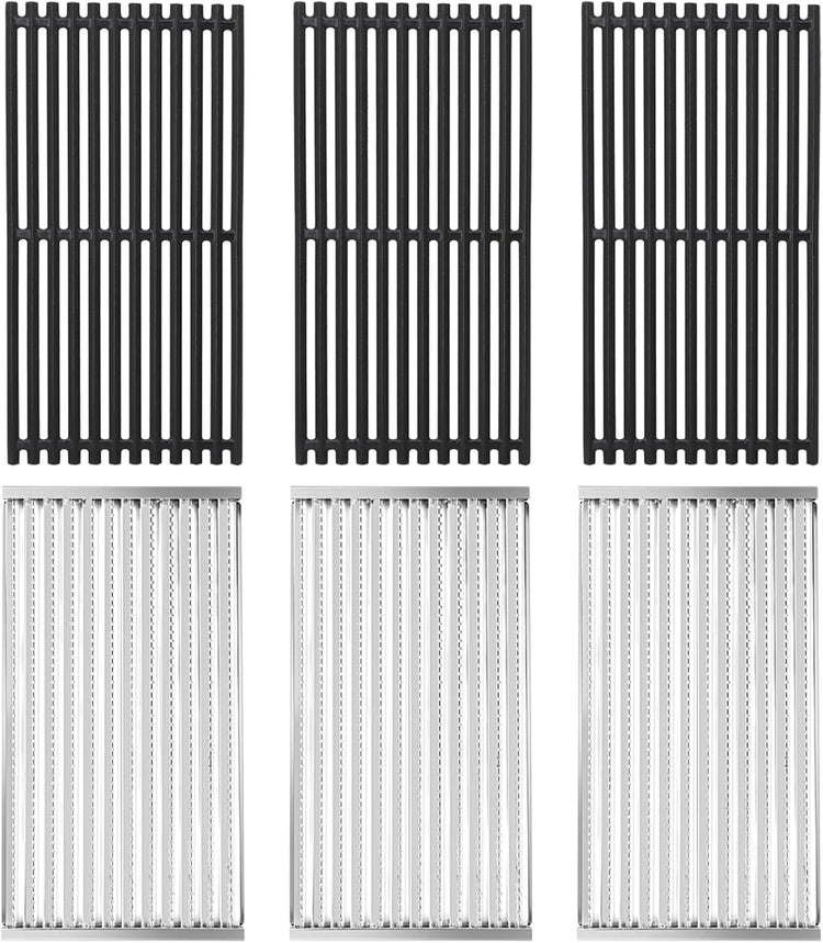 Criditpid Grill Replacement Parts for Charbroil 463242716 463257520 463242715 463276016, Cooking Grates & Grill Emitter Plates Kit for 4 Burner Charbroil Commercial Grill.