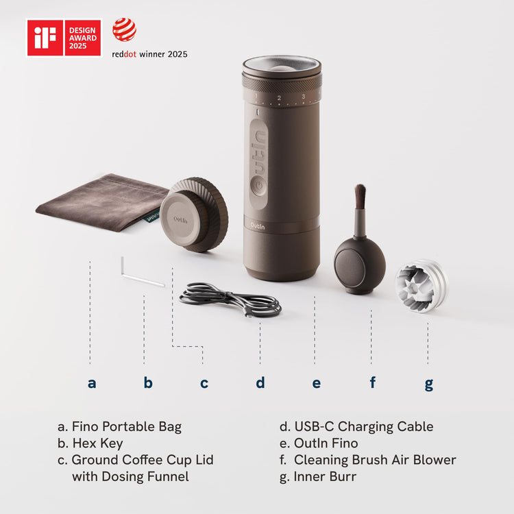 Fino Portable Electric Coffee Grinder with 28 Precise Grind Settings