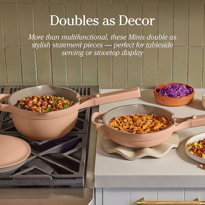 Our Place Mini Cookware Duo | 6-Piece Ceramic Cookware Set with Mini Always Pan & Mini Perfect Pot | Induction & Oven Safe up to 450°F | Nonstick, PFAS-Free Non-Toxic Cookware | Blue Salt