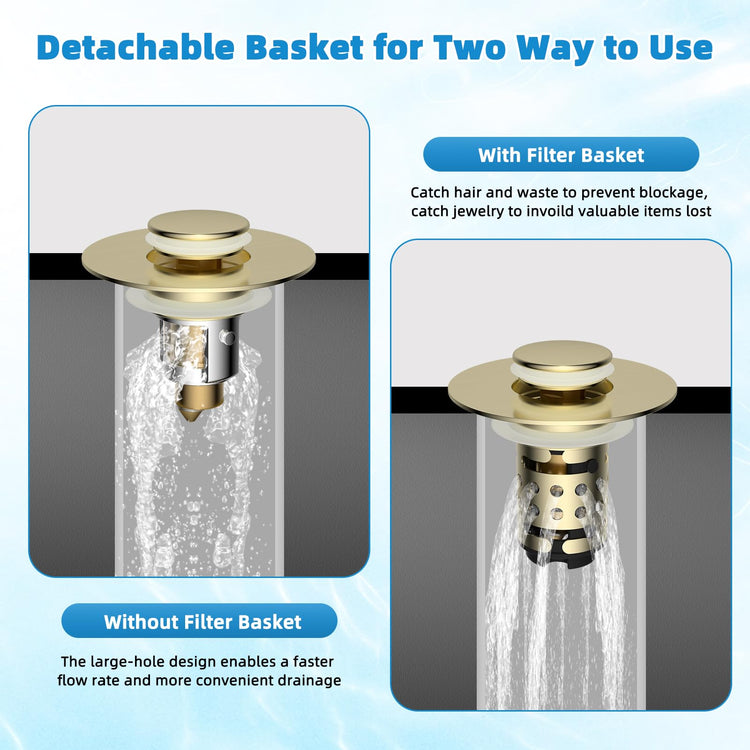 2PCS Universal Bathroom Sink Drain Strainer Hair Catcher (2 Count)