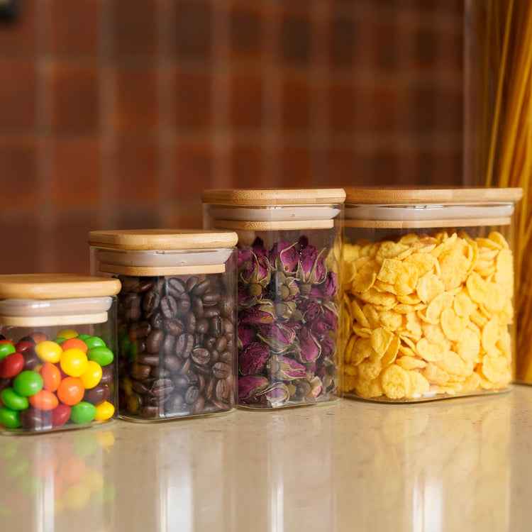 Glass Food Storage Jars Square 6oz (16 Count)