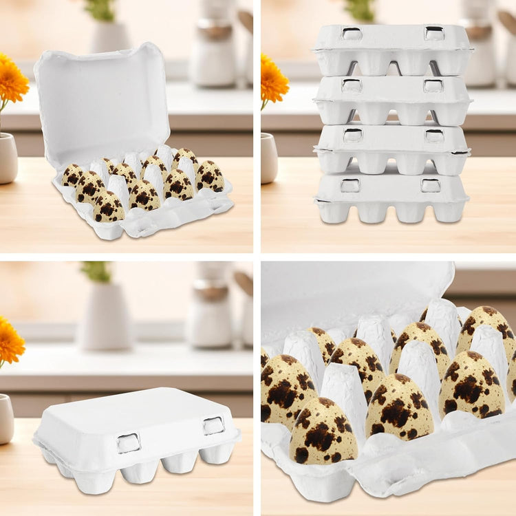SENENQU 50 Pack Quail Egg Cartons, 3x4 Dozen Quail Egg Carton, Blank Natural Pulp Quail Eggs Container Holder Reusable for 12 Count Quail Egg Carton Storage Tray for Refrigerator