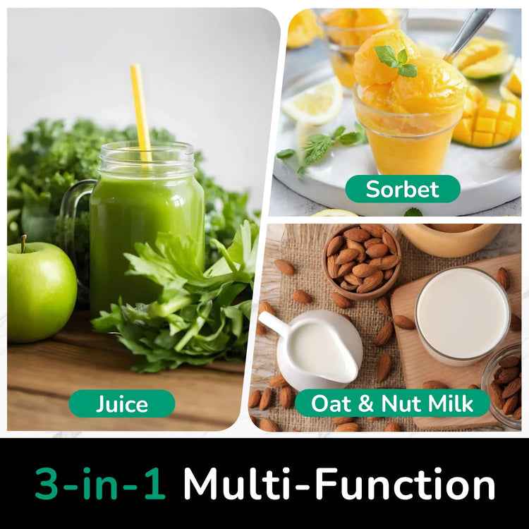 3-in-1 Cold Press Juicer C16, Makes Juice & Sorbet & Nut Milk