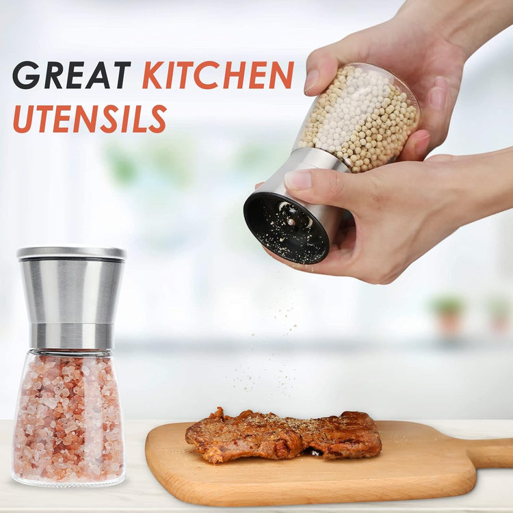 Original Stainless Steel Salt or Pepper Grinder - Top Spice Mill with Ceramic Blades, Brushed Stainless Steel and Adjustable Coarseness By Pepper Grinder (Single Package)