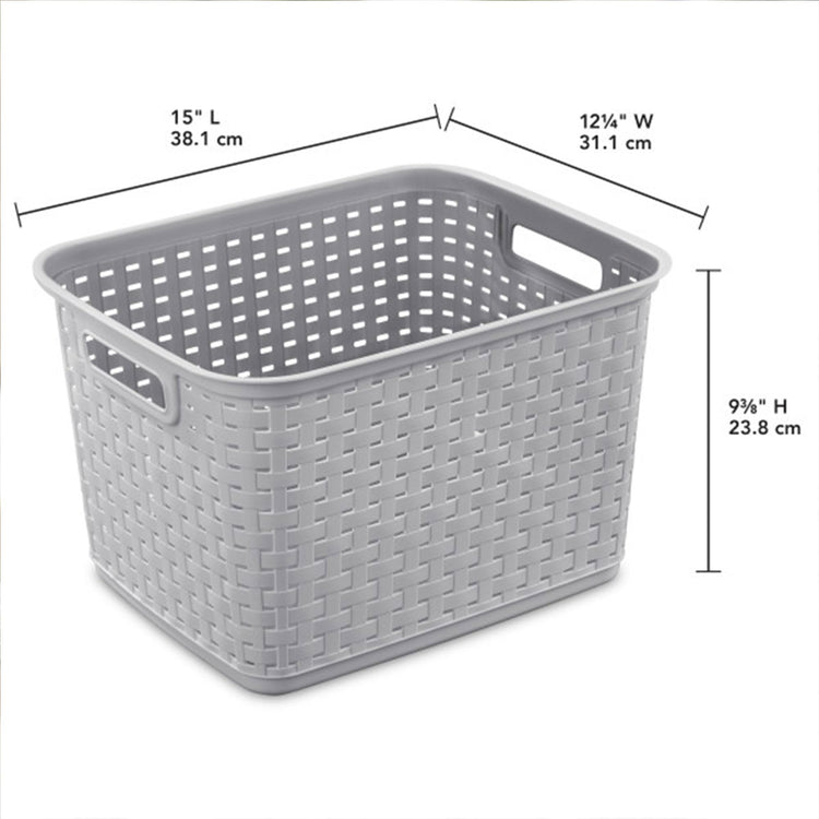 Tall Weave Basket Bin for Clothing and Laundry Storage (12 Count)