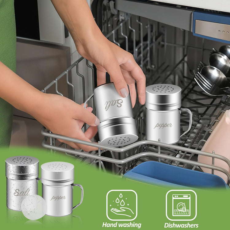 Stainless Steel Salt and Pepper Shakers Set (6 Ounce)