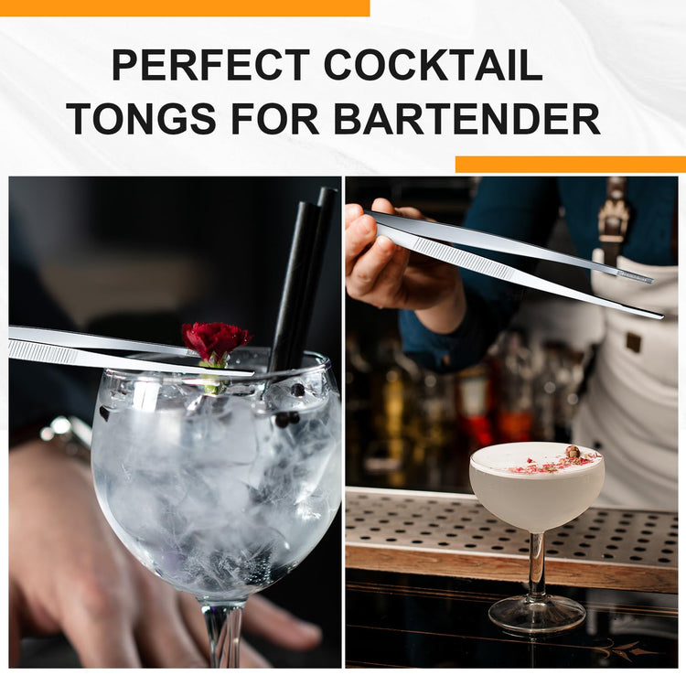 4 Packs 12 Inch 10 Inch Bar Tweezers Silver Cocktail Tongs Kitchen