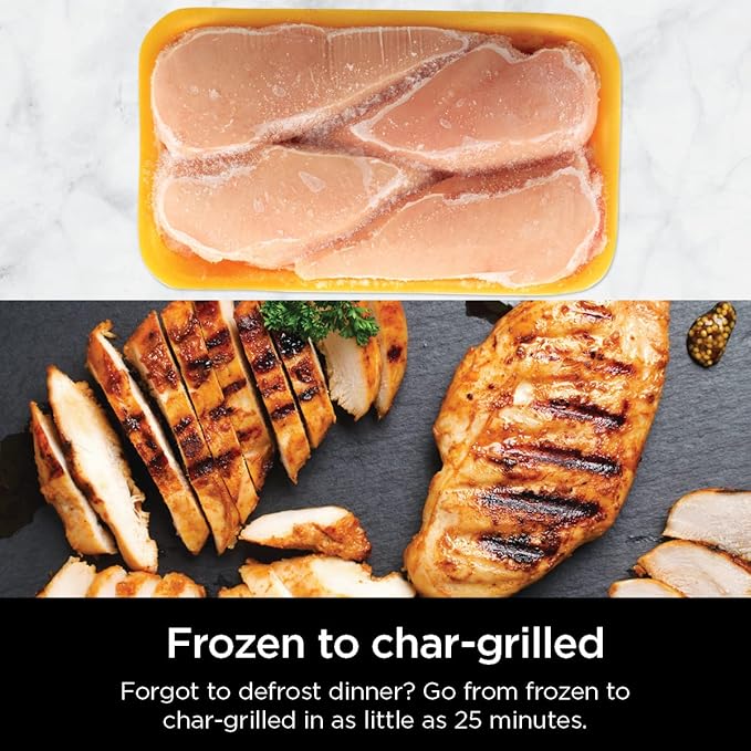 Ninja | Indoor Grill | Foodi | 5-in-1 (Grill, Air Fry, Roast, Bake, and Dehydrate | Fits up to 3lb Roast | Smoke Control System and Dishwasher Safe Parts| Black/Grey | AG301