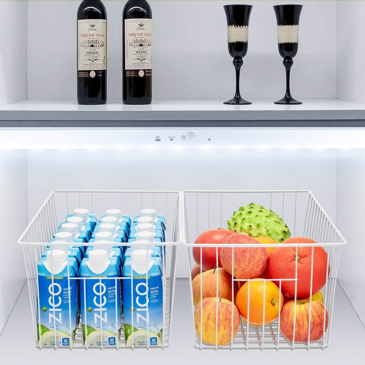 Large Wire Storage Baskets Freezer Organizer Baskets, Farmhouse Metal Wire Baskets Bins, Household Storage Basket with Handles for Kitchen, Cabinets, Pantry, 4 Packs (16" (L) x 9.8 (W) x 7" (H))