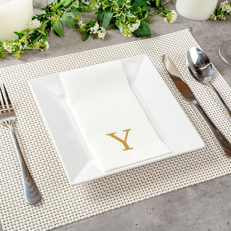 Paper Rectangle Gold Letter Y Linen (2000 Count)