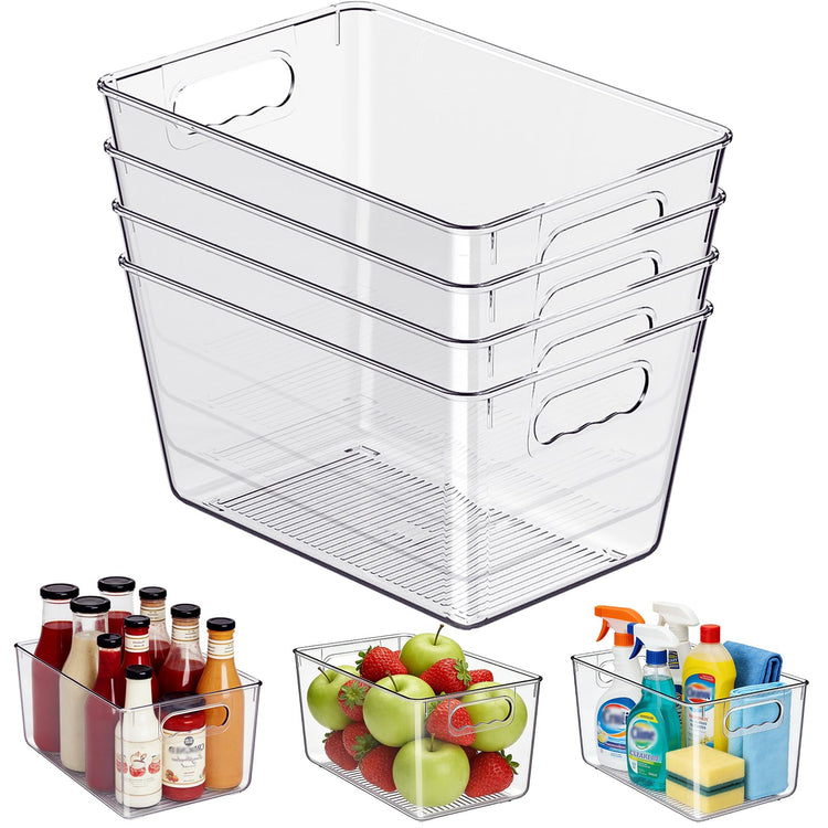 Clear Fridge Organizer Bins with Handles