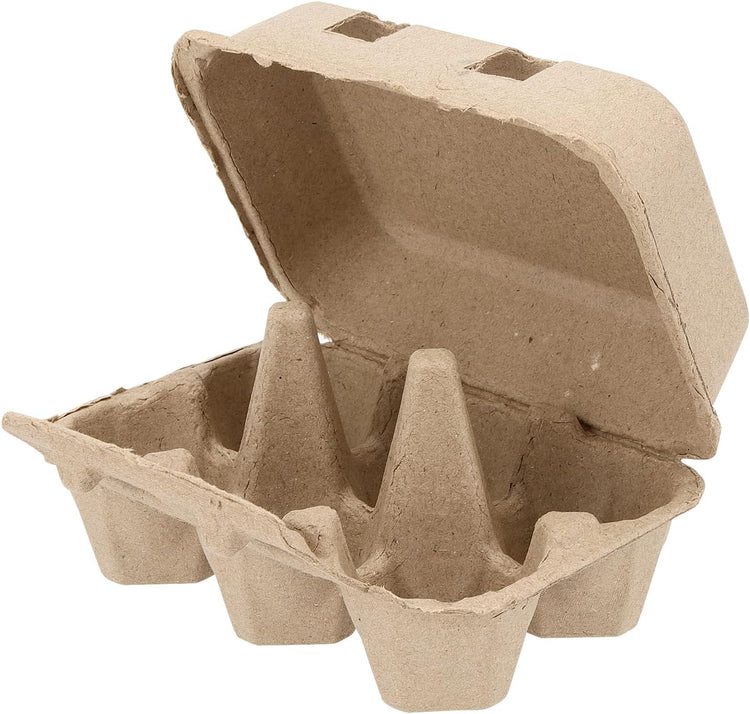 50 Pack Empty Egg Cartons Bulk,6 Count Pulp Fiber Egg Tray Holder Eggs Storage Containers for Family, Farm