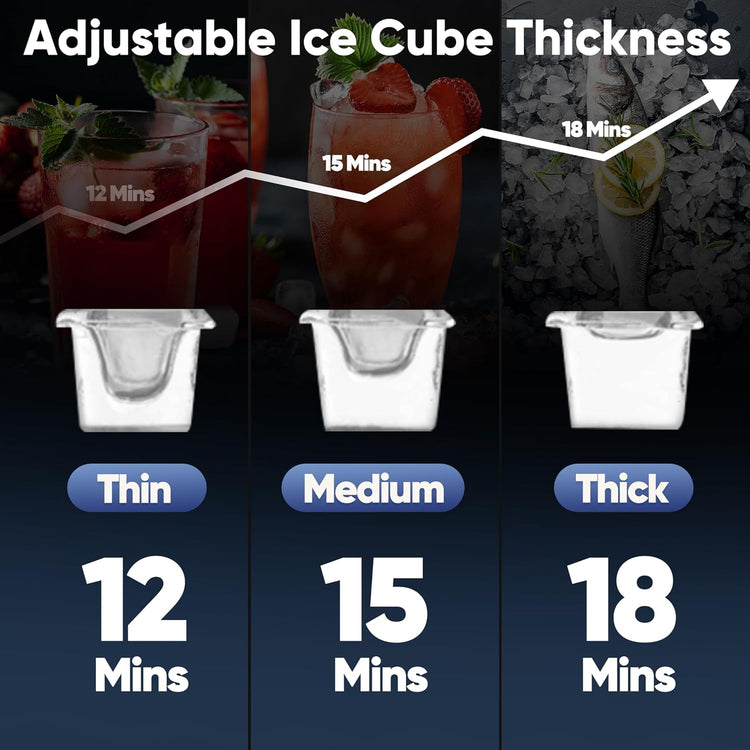 Commercial Ice Maker Machine, Coolski 200LBS/24H Under Counter Ice Maker with 35LBS Ice Storage,Stainless Steel Freestanding Ice Machine for Restaurant, Home, Bar, Office, Party, Outdoor Activities