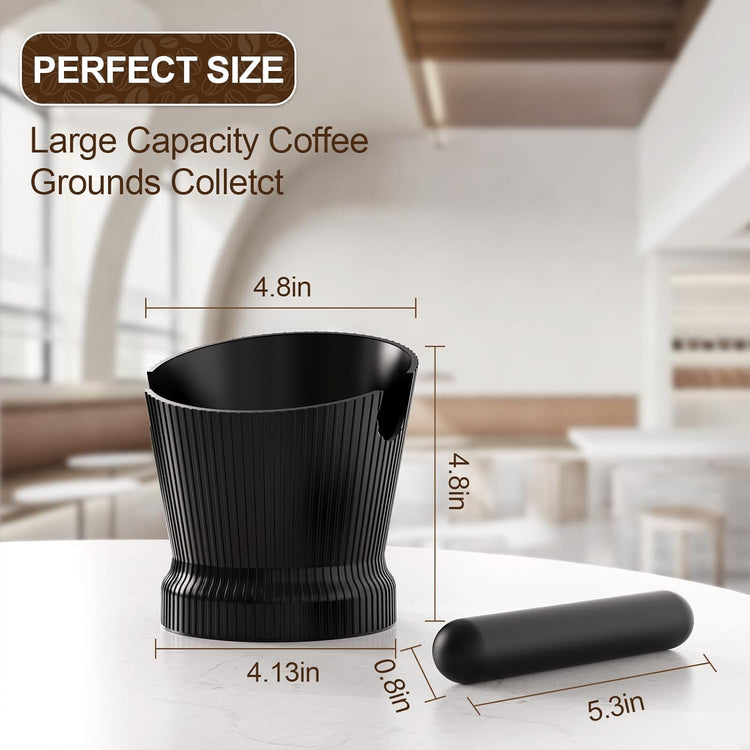 Espresso Knock Box, Coffee Knock Box with Durable Knock Bar and Non-Slip Base, Knock Box for Machine Accessories (Black Stripe)