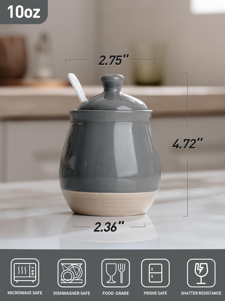 10oz Sugar Bowl with Lid and Spoon
