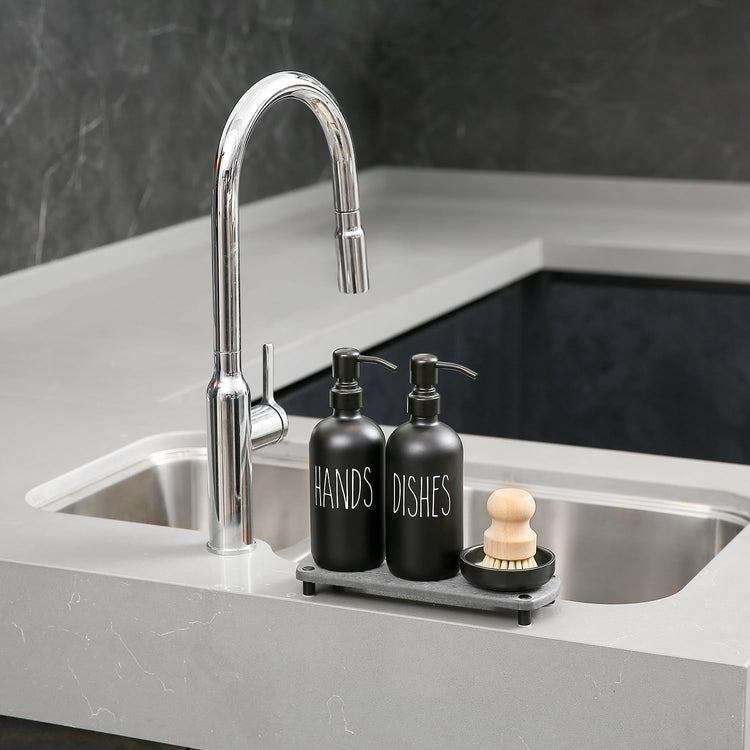 Matte Black Soap Dispenser Set Comes with Stainless Steel Pumps