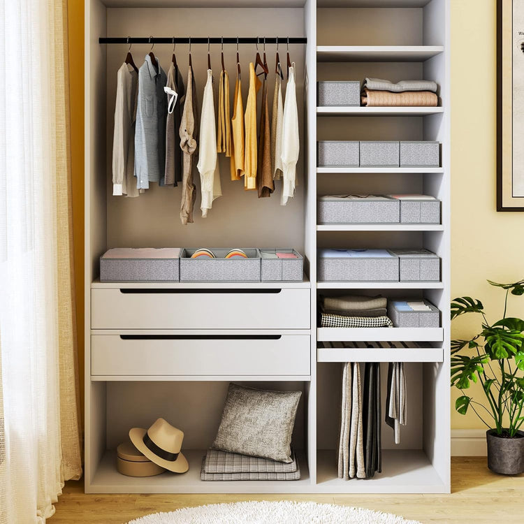 DIMJ Drawer Organizer Clothes 15 Pack - Foldable Baby Organizers and Storage & Dresser Organizer for Bedroom, Closet - Nursery Organization Dresser Dividers for underwear Sock Bra Belt Tie, Gray