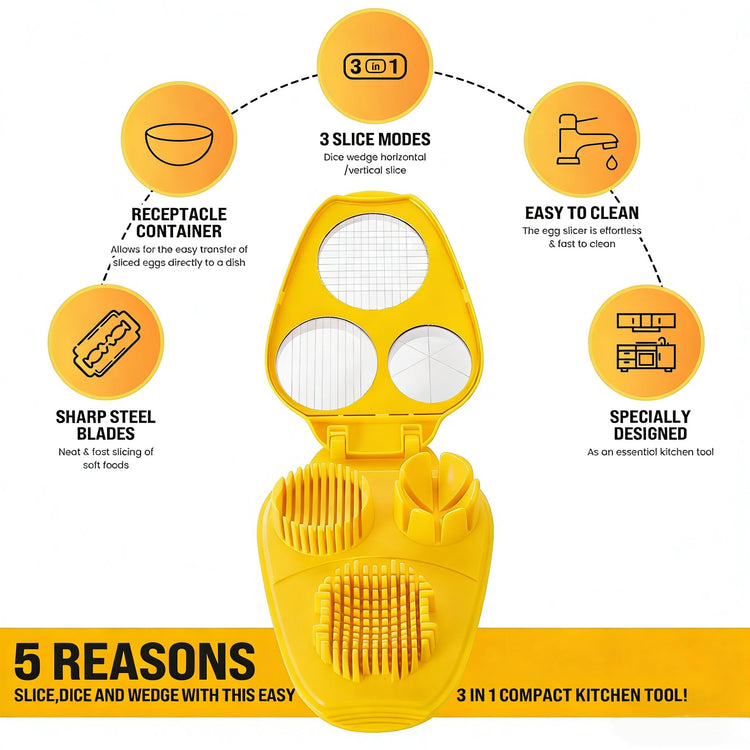 3-In-1 Egg Slicer, Yellow