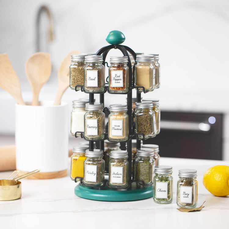 Adrinova 24 Jar Rotating Spice Rack with Spices Included & 5