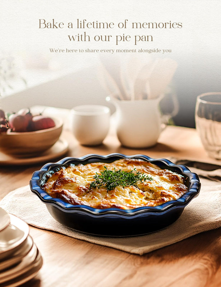 Pie Pan for Baking 9 Inch Ceramic Pie Dish for Apple Pie
